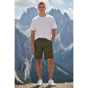 Toddland Mens Shipwreck Shorts Forest Green Raw Hem Anchor Graphic Size 32 NEW